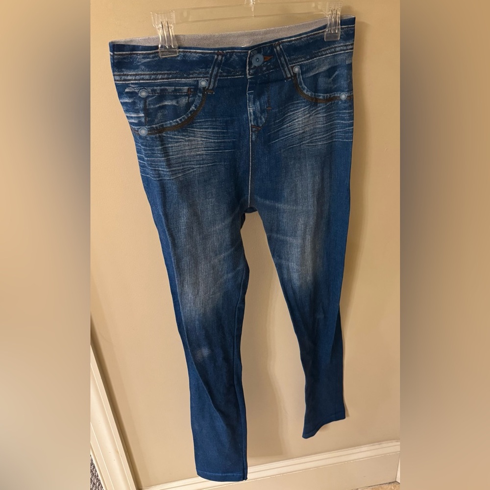 Genie Size 2X Faux Denim Jeggings Medium Wash 👖